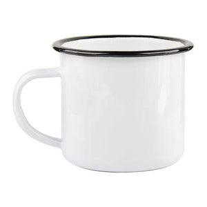 11oz White Enamel Mugs with Coloured Rim - FROM $5.44 each