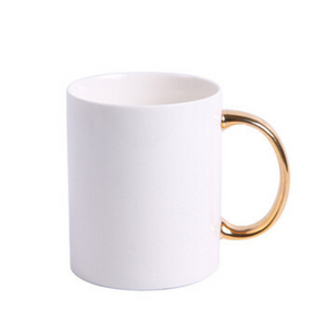 White Mug Gold Handle