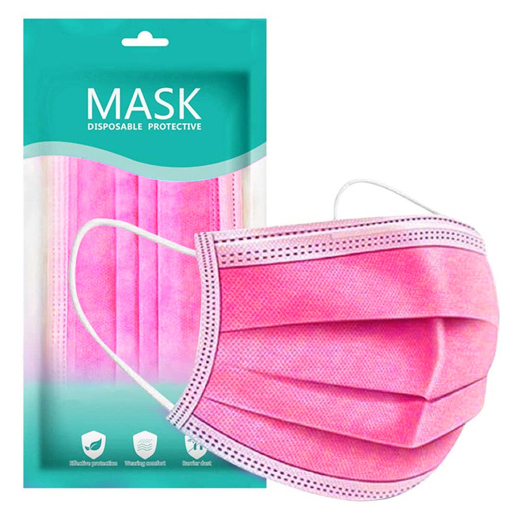 Pink Disposable 3-Ply Face Masks