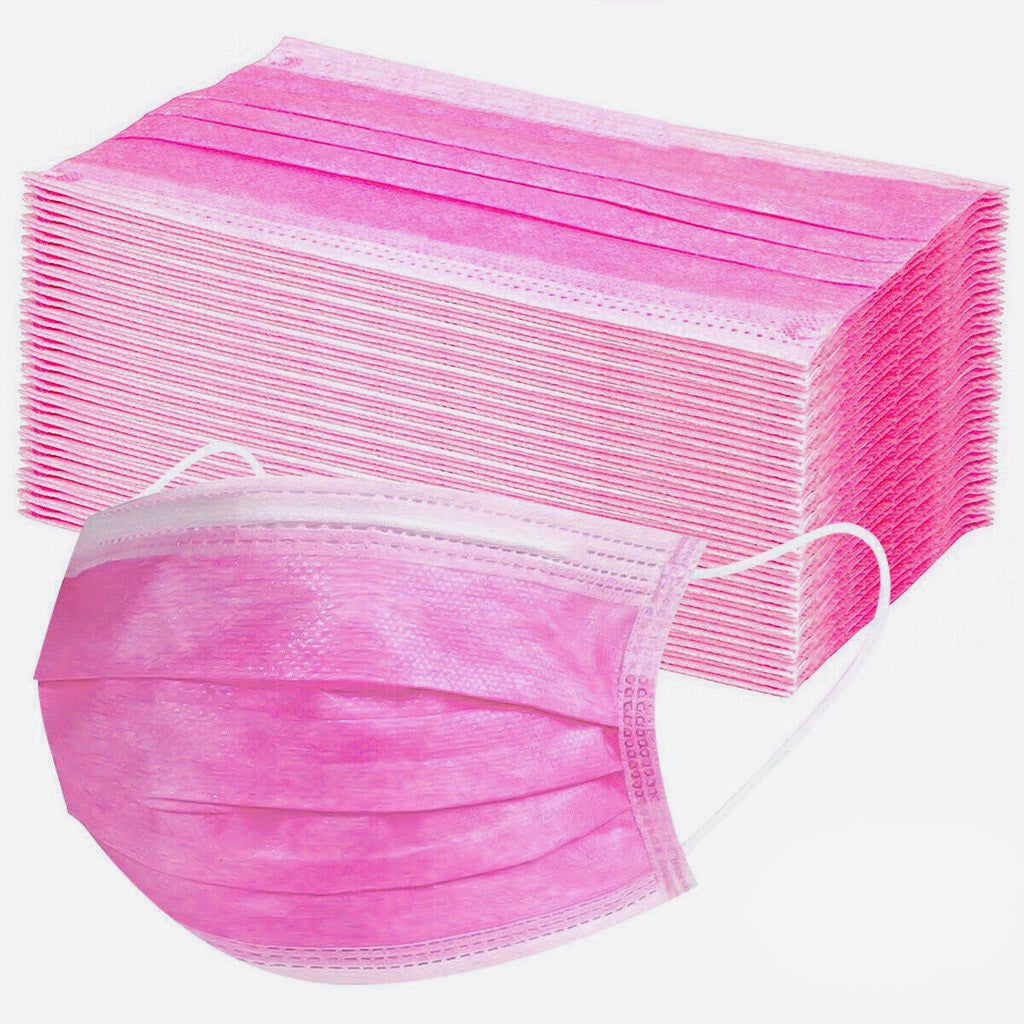 Pink Disposable 3-Ply Face Masks