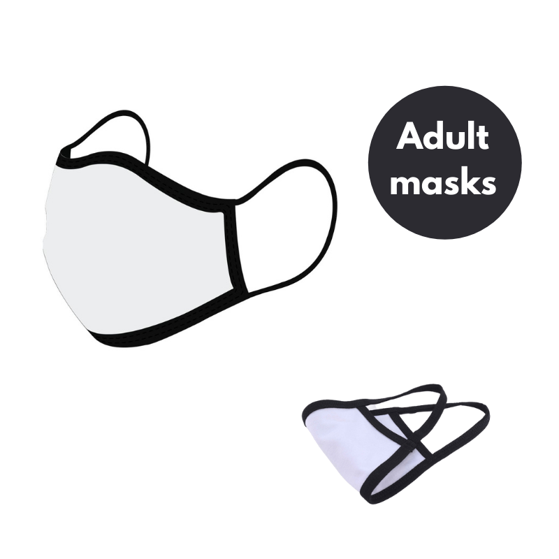 Adult Face Masks - Black Edging - FROM $3.20 each