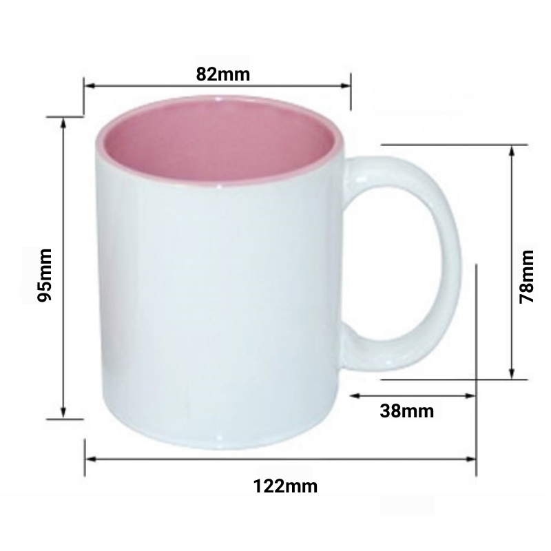 11oz Mugs with Pink Handle & Inner - FROM $2.20 each