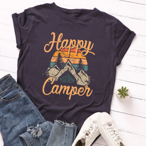 Happy Camper Distress Print Tee