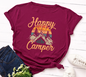 Happy Camper Distress Print Tee