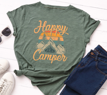 Load image into Gallery viewer, Happy Camper Distress Print Tee
