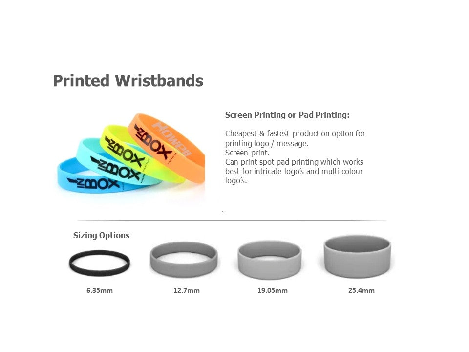 Silicone Wrist Bands - Screen Printed