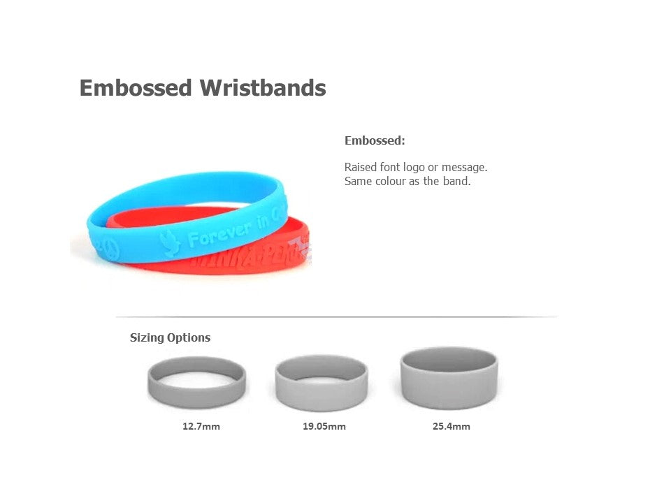 Silicone Wrist Bands - Embossed