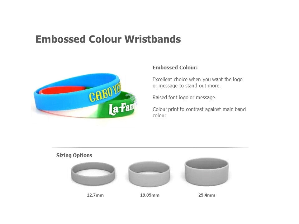 Silicone Wrist Bands - Embossed Printed