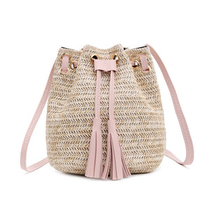 Straw Weave Bag with Tassles