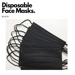 Simpli 3-Ply Face Masks - Black, 30 Pack