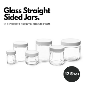 Glass Straight Sided Jars with Rib Lined Lid