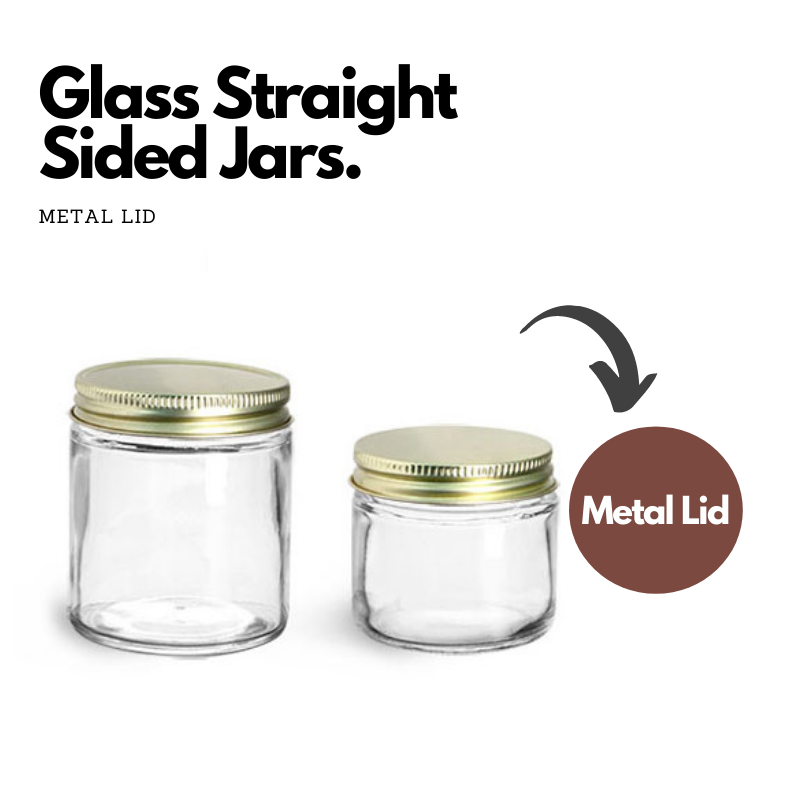 Glass Straight Sided Jars with Metal Lid