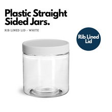 Load image into Gallery viewer, Plastic Straight Sided Jars with Rib Lined Lid
