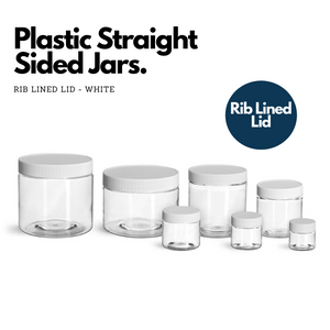 Plastic Straight Sided Jars with Rib Lined Lid