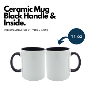 Blank Ceramic Mugs with Coloured Inside & Handle
