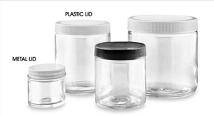 Glass Straight Sided Jars with Rib Lined Lid