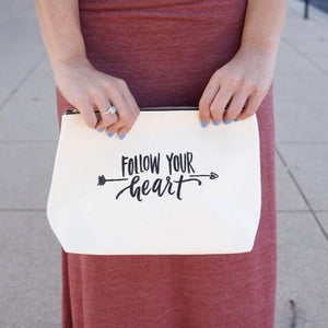 Follow Heart Canvas Zip Bag