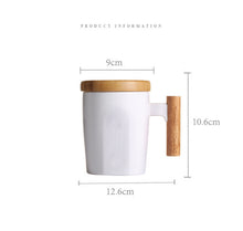 Load image into Gallery viewer, Coffee Mug Wooden Handle Bamboo Lid
