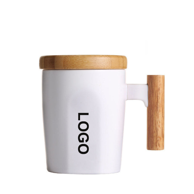 Coffee Mug Wooden Handle Bamboo Lid