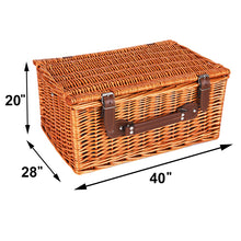 Load image into Gallery viewer, Wicker Willow Picnic Basket Set for 4
