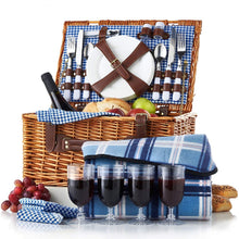 Load image into Gallery viewer, Wicker Willow Picnic Basket Set for 4
